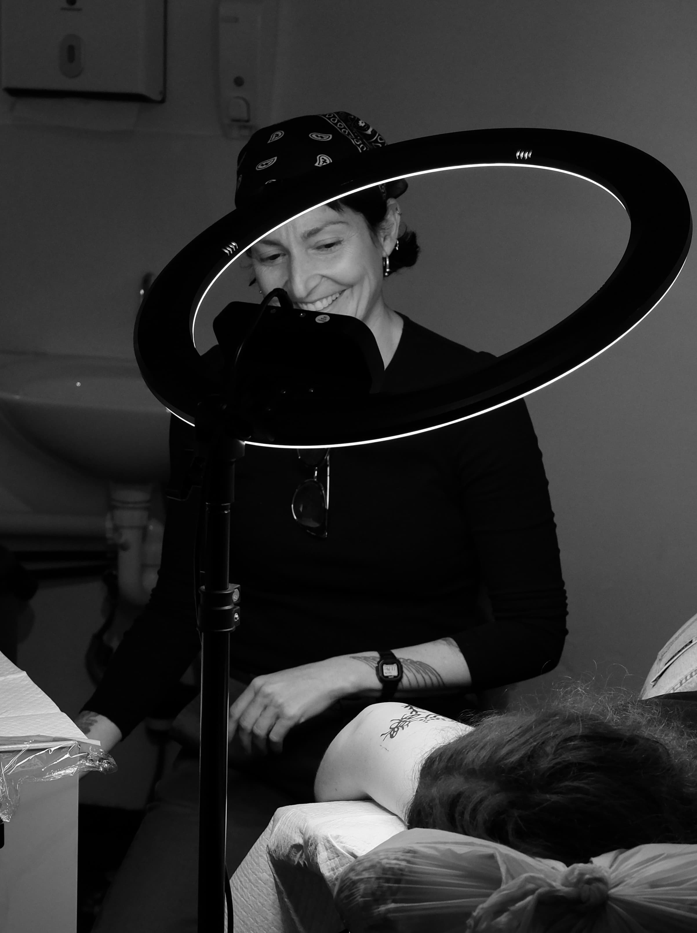 Pip tattooing in the studio